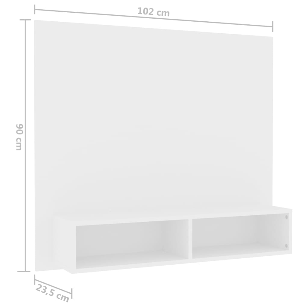 TV-taso seinälle valkoinen 102x23,5x90 cm lastulevy - Sisustajankoti.fi