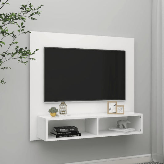 TV-taso seinälle valkoinen 102x23,5x90 cm lastulevy - Sisustajankoti.fi