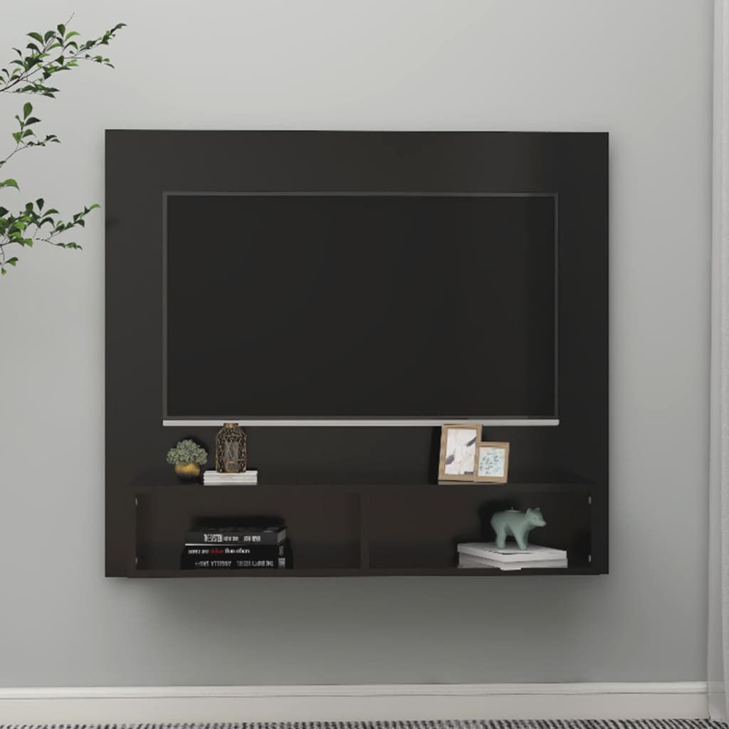 TV-taso seinälle musta 102x23,5x90 cm lastulevy - Sisustajankoti.fi