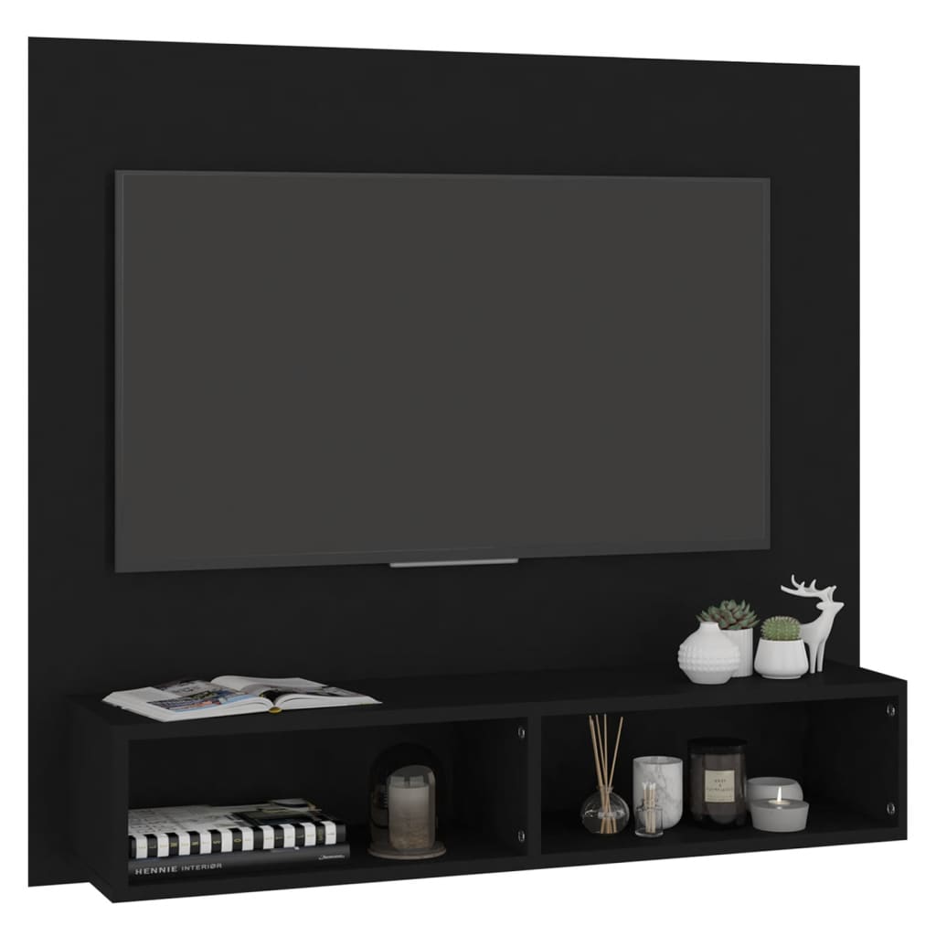 TV-taso seinälle musta 102x23,5x90 cm lastulevy - Sisustajankoti.fi