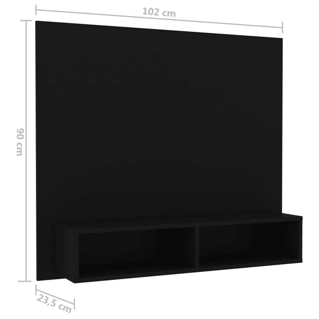 TV-taso seinälle musta 102x23,5x90 cm lastulevy - Sisustajankoti.fi