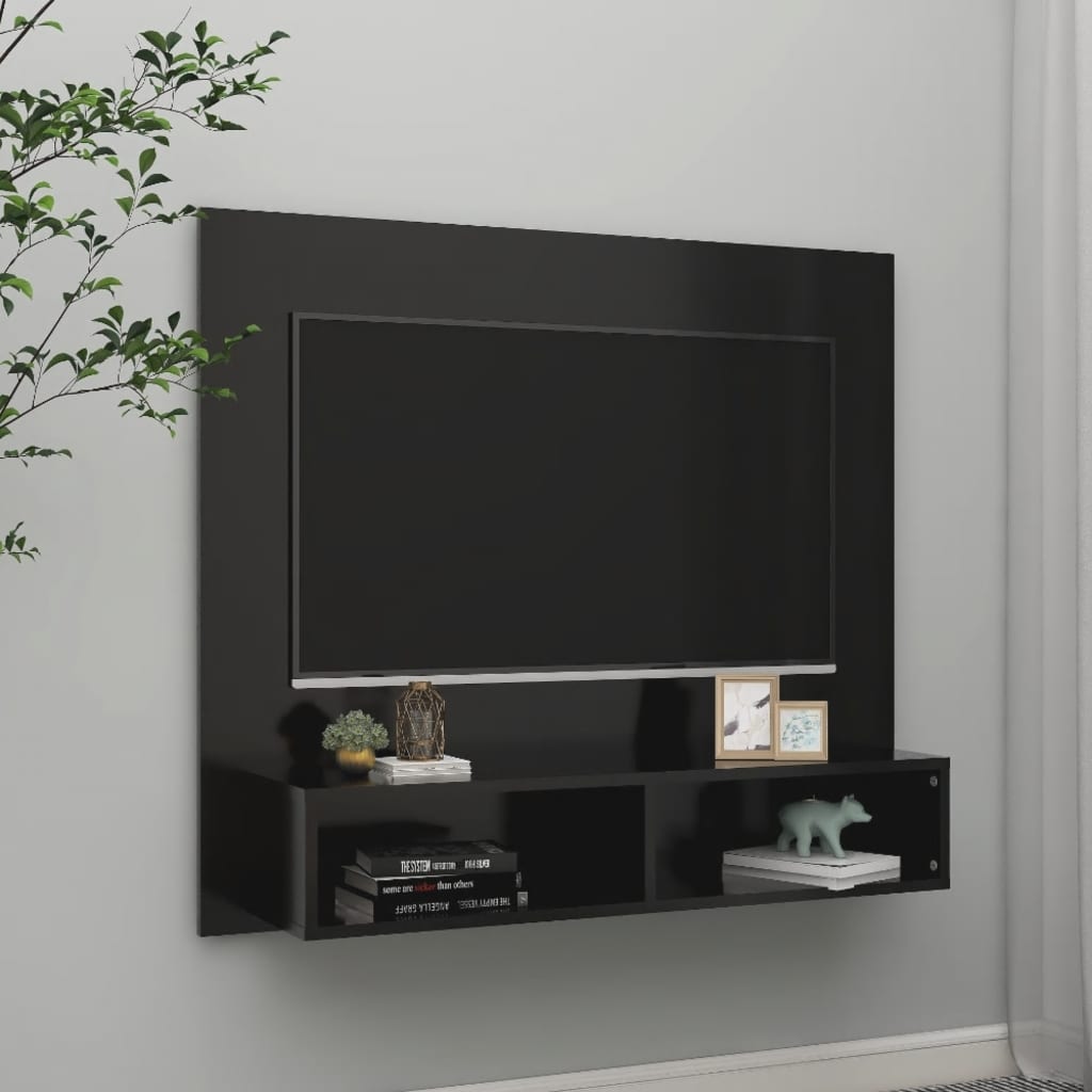 TV-taso seinälle musta 102x23,5x90 cm lastulevy - Sisustajankoti.fi