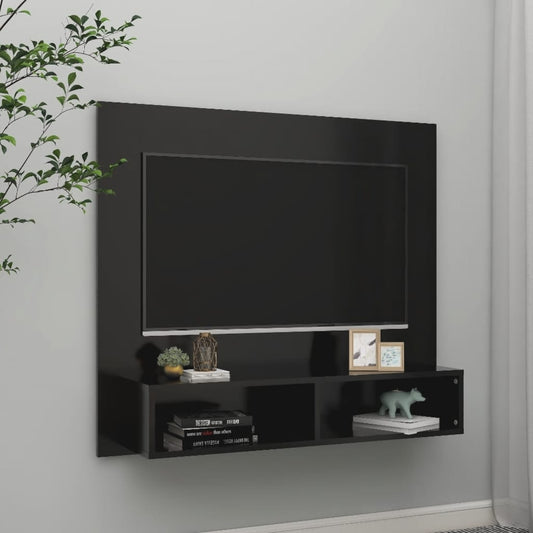 TV-taso seinälle musta 102x23,5x90 cm lastulevy - Sisustajankoti.fi
