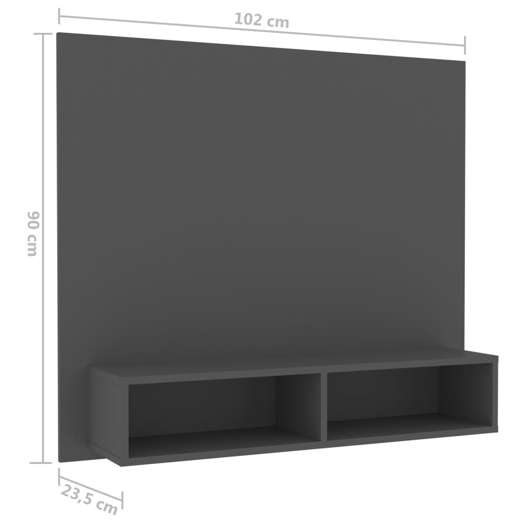 TV-taso seinälle harmaa 102x23,5x90 cm lastulevy - Sisustajankoti.fi