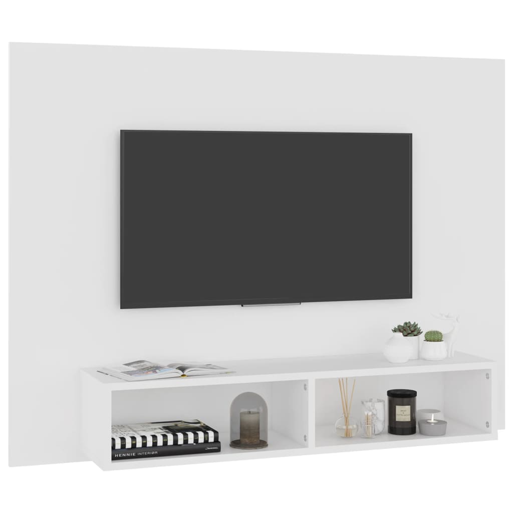 TV-taso seinälle valkoinen 120x23,5x90 cm lastulevy - Sisustajankoti.fi