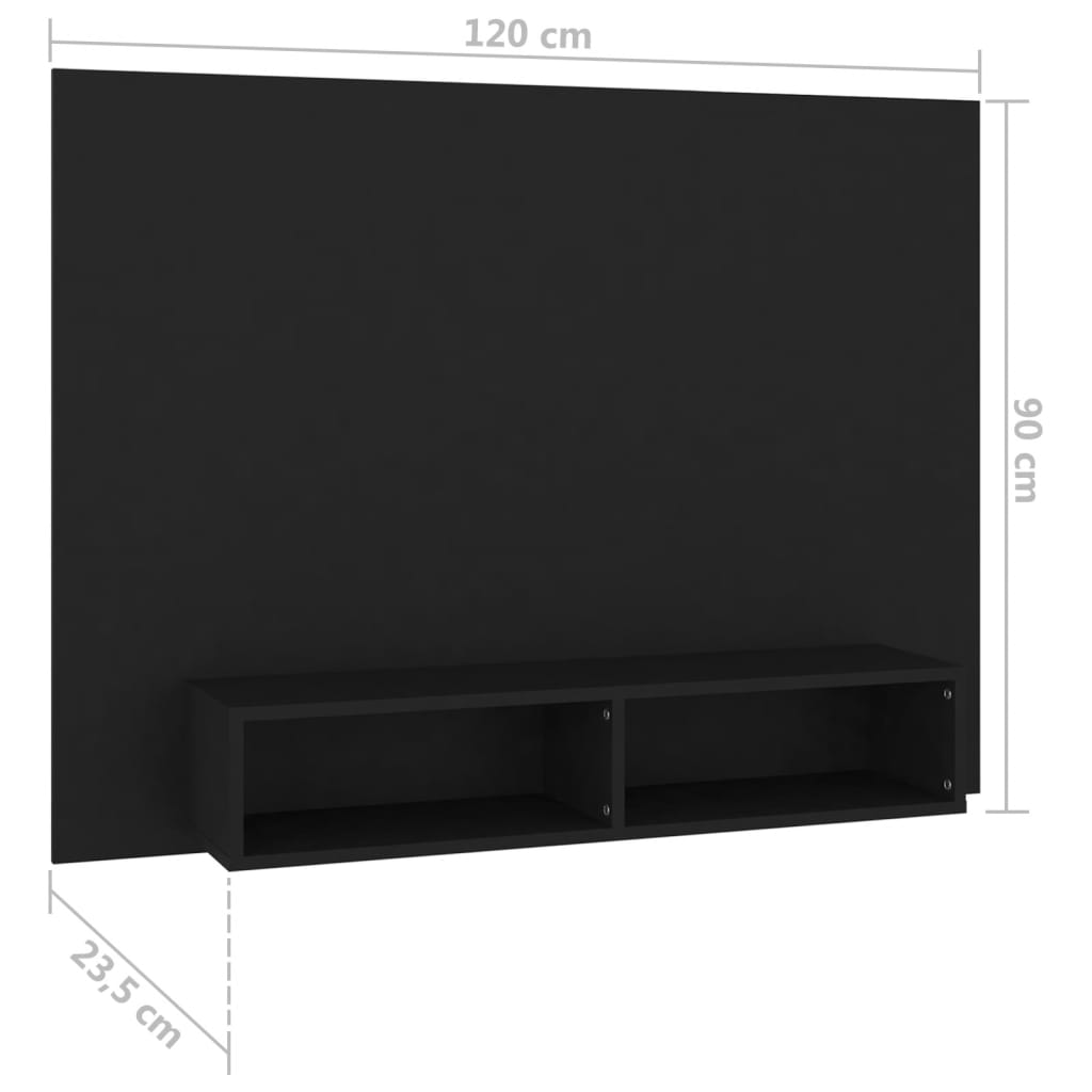 TV-taso seinälle musta 120x23,5x90 cm lastulevy - Sisustajankoti.fi