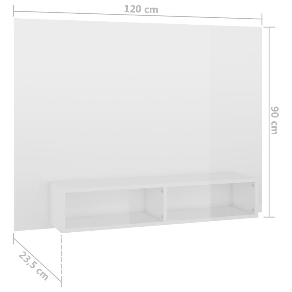 TV-taso seinälle korkeakiilto valkoinen 120x23,5x90 cm lastulevy - Sisustajankoti.fi