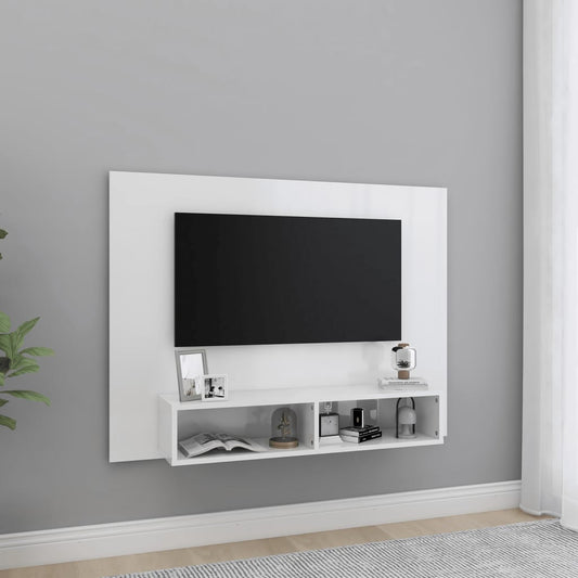TV-taso seinälle korkeakiilto valkoinen 120x23,5x90 cm lastulevy - Sisustajankoti.fi