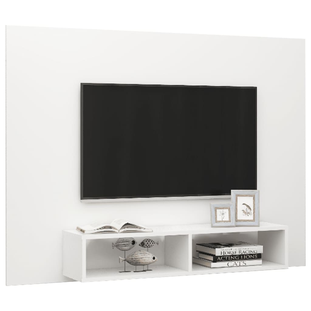 TV-taso seinälle valkoinen 135x23,5x90cm lastulevy - Sisustajankoti.fi