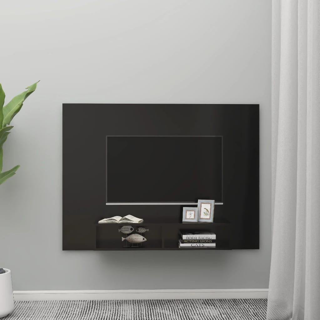 TV-taso seinälle musta 135x23,5x90 cm lastulevy - Sisustajankoti.fi