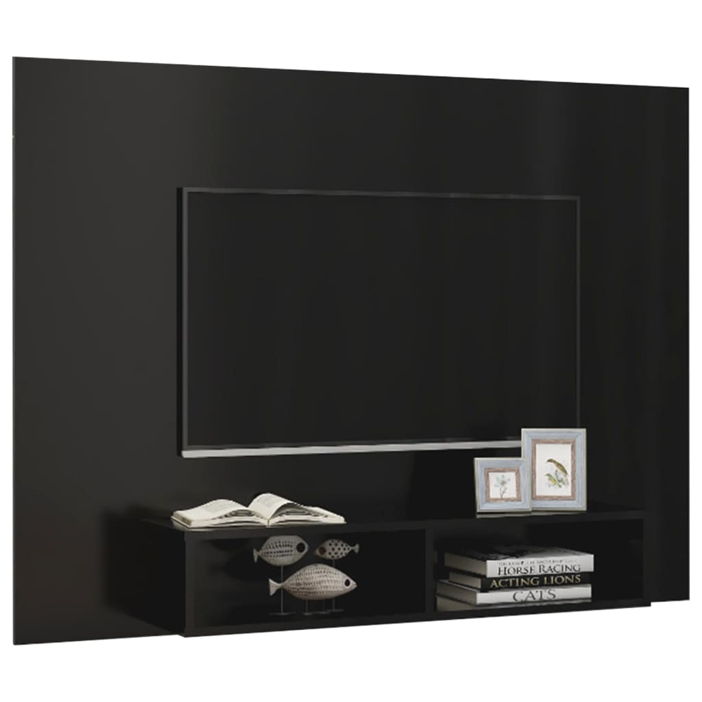 TV-taso seinälle musta 135x23,5x90 cm lastulevy - Sisustajankoti.fi