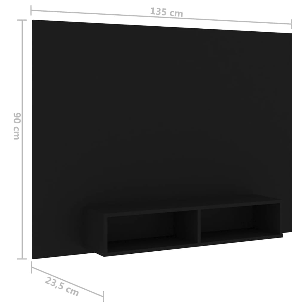 TV-taso seinälle musta 135x23,5x90 cm lastulevy - Sisustajankoti.fi