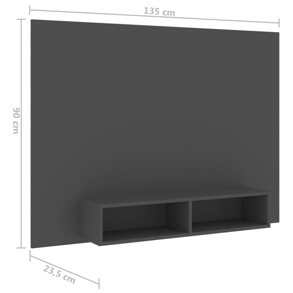 TV-taso seinälle harmaa 135x23,5x90cm lastulevy - Sisustajankoti.fi