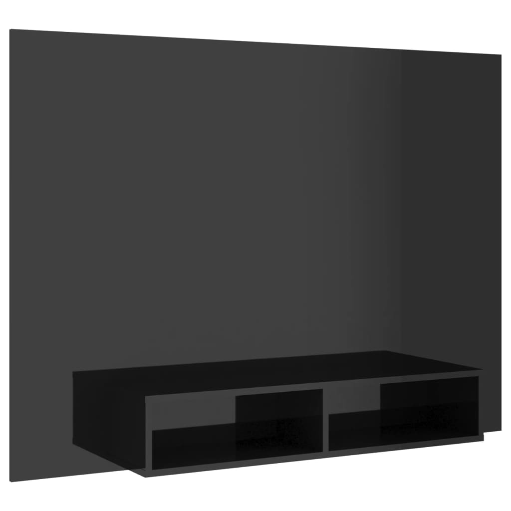 TV-taso seinälle korkeakiilto musta 135x23,5x90cm lastulevy - Sisustajankoti.fi
