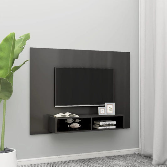 TV-taso seinälle korkeakiilto harmaa 135x23,5x90 cm lastulevy - Sisustajankoti.fi