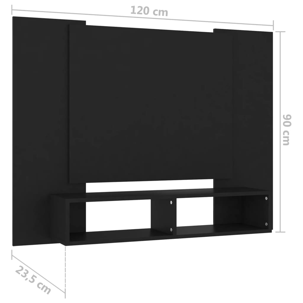 TV-taso seinälle musta 120x23,5x90 cm lastulevy - Sisustajankoti.fi