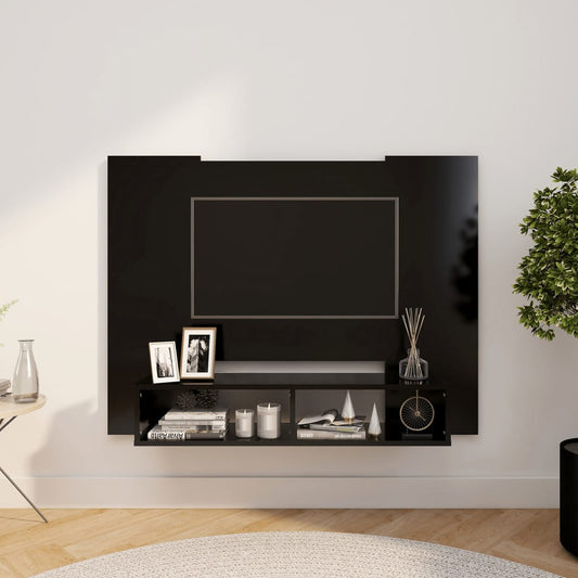 TV-taso seinälle musta 120x23,5x90 cm lastulevy - Sisustajankoti.fi