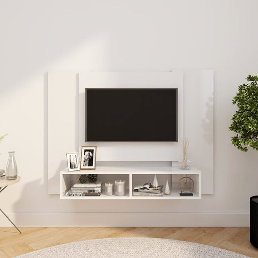 TV-taso seinälle korkeakiilto valkoinen 120x23,5x90cm lastulevy - Sisustajankoti.fi