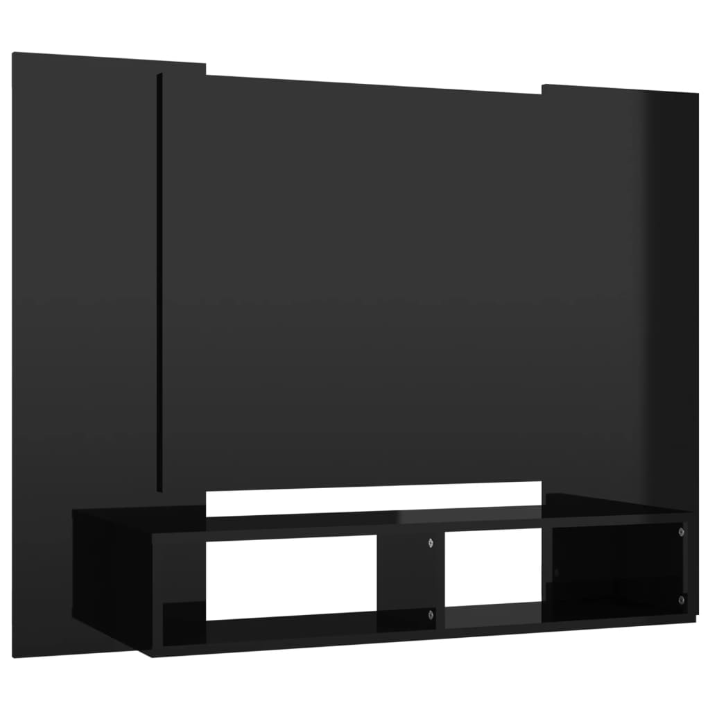 TV-taso seinälle korkeakiilto musta 120x23,5x90 cm lastulevy - Sisustajankoti.fi