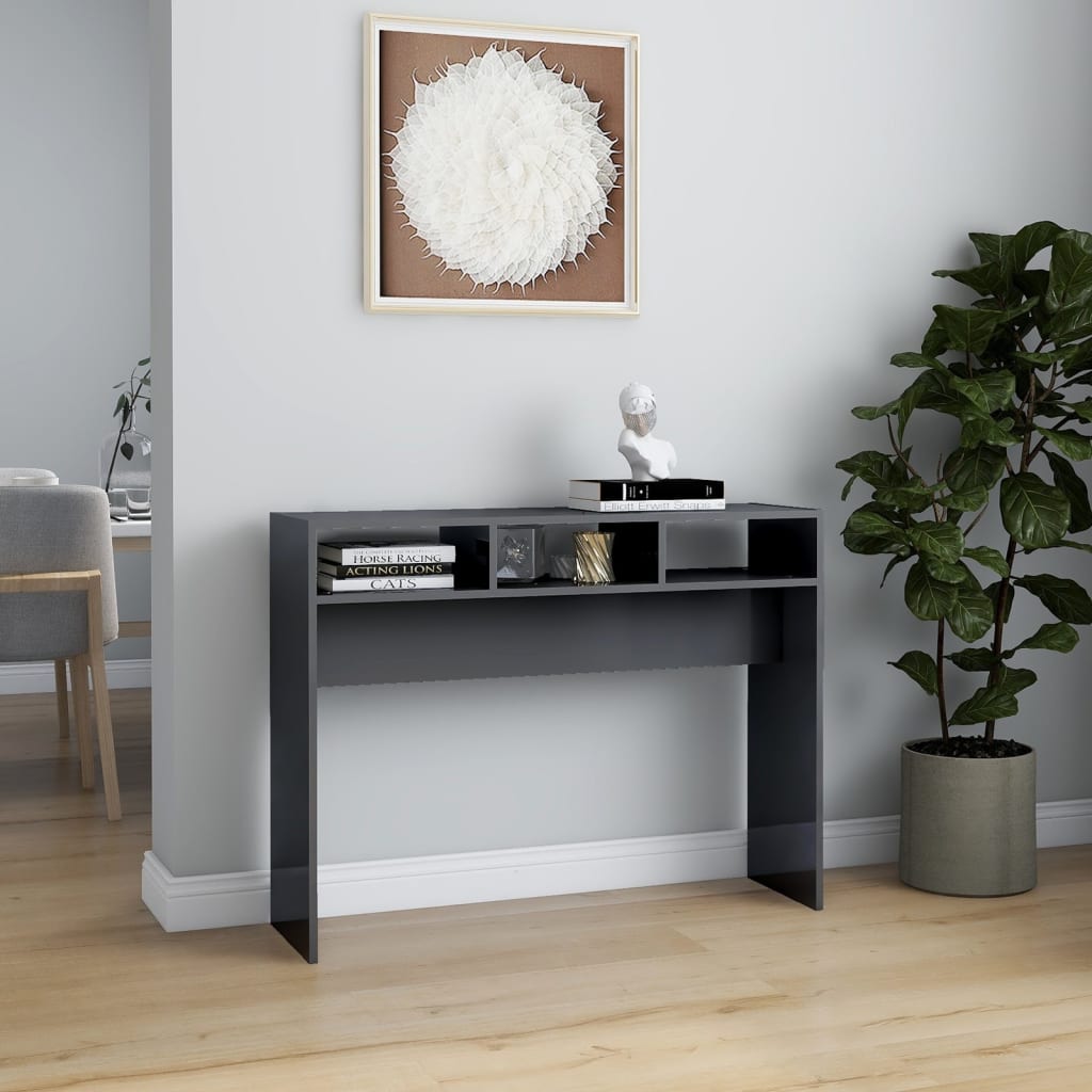 Konsolipöytä korkeakiilto harmaa 105x30x80 cm lastulevy - Sisustajankoti.fi