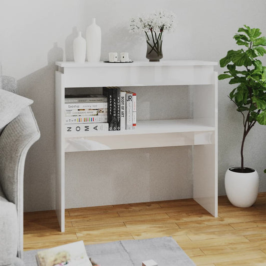Konsolipöytä korkeakiilto valkoinen 80x30x80 cm lastulevy - Sisustajankoti.fi