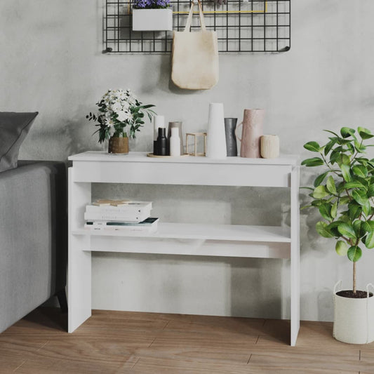 Konsolipöytä korkeakiilto valkoinen 102x30x80 cm lastulevy - Sisustajankoti.fi