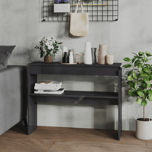 Konsolipöytä korkeakiilto harmaa 102x30x80 cm lastulevy - Sisustajankoti.fi