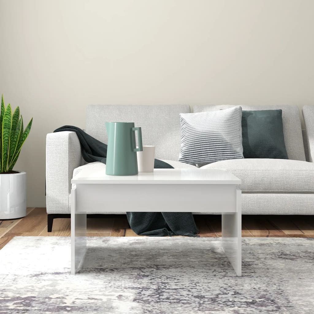 Sohvapöytä korkeakiilto valkoinen 68x50x38 cm - Sisustajankoti.fi