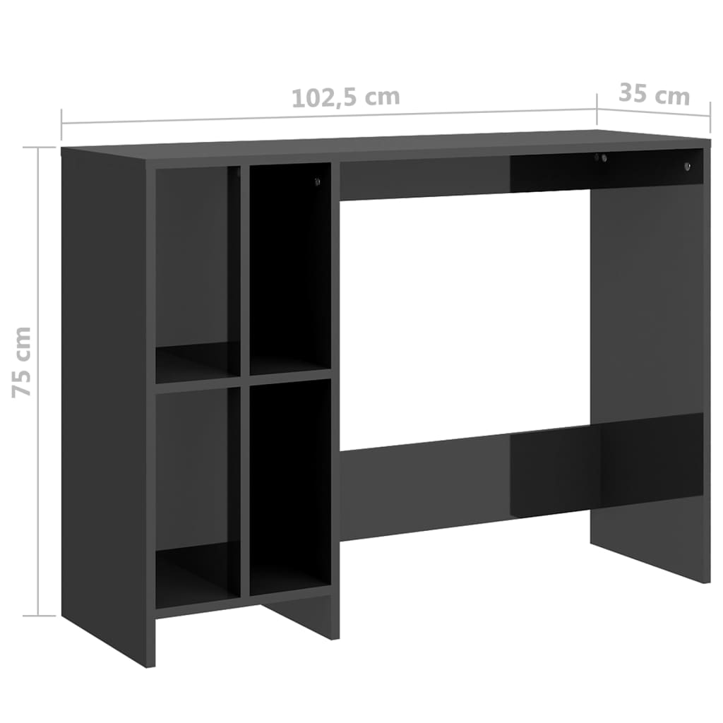 Työpöytä korkeakiilto harmaa 102,5x35x75 cm lastulevy - Sisustajankoti.fi