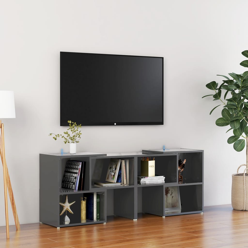 TV-taso korkeakiilto korkeakiilto harmaa 104x30x52 cm lastulevy - Sisustajankoti.fi