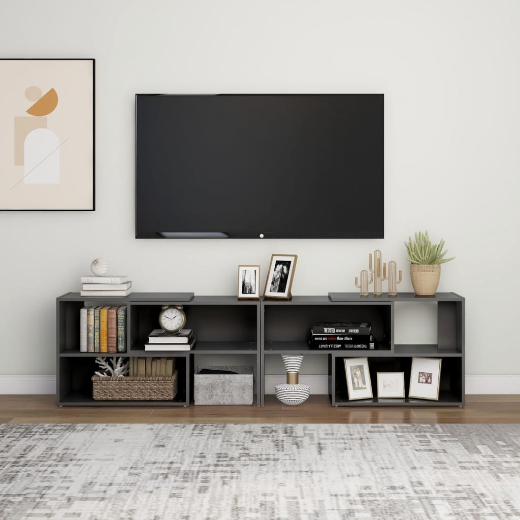 TV-taso korkeakiilto harmaa 149x30x52 cm lastulevy - Sisustajankoti.fi