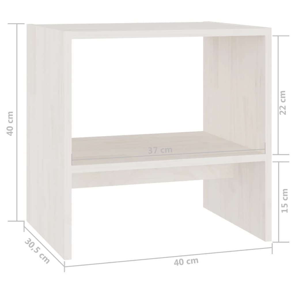 Yöpöydät 2 kpl valkoinen 40x30,5x40 cm täysi mänty - Sisustajankoti.fi