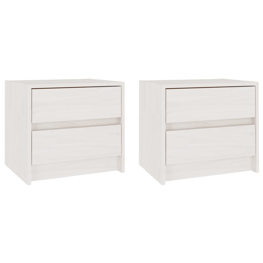 Yöpöydät 2 kpl valkoinen 40x30,5x35,5 cm täysi mänty - Sisustajankoti.fi