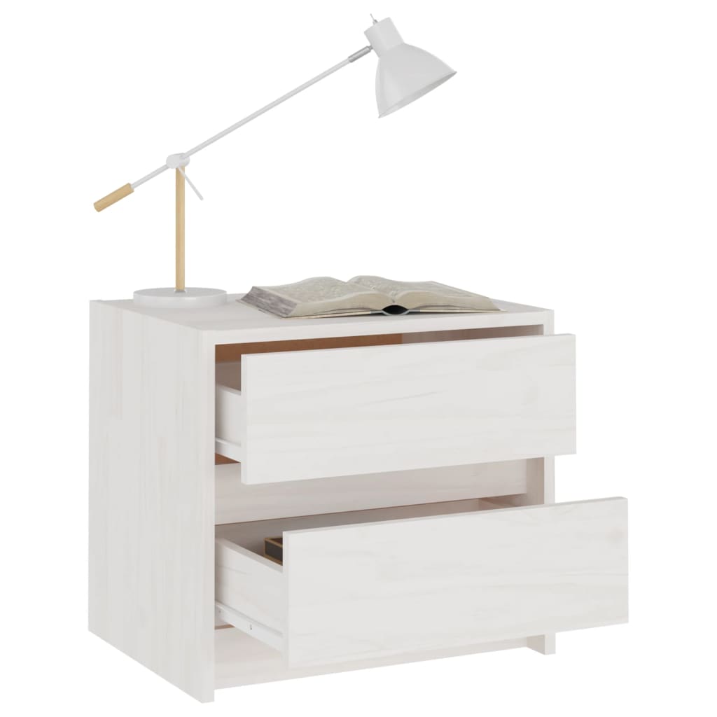 Yöpöydät 2 kpl valkoinen 40x30,5x35,5 cm täysi mänty - Sisustajankoti.fi