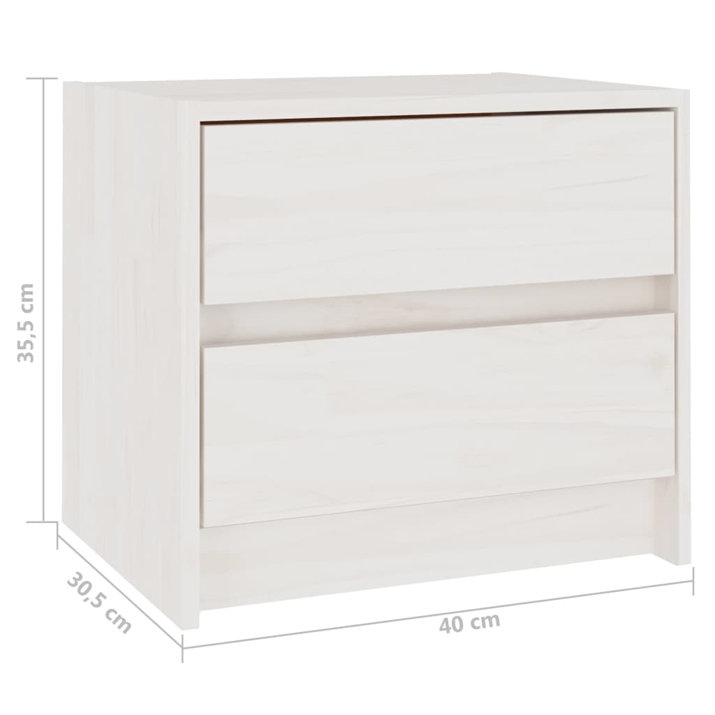 Yöpöydät 2 kpl valkoinen 40x30,5x35,5 cm täysi mänty - Sisustajankoti.fi
