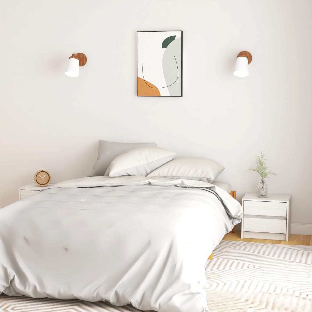 Yöpöydät 2 kpl valkoinen 40x30,5x35,5 cm täysi mänty - Sisustajankoti.fi