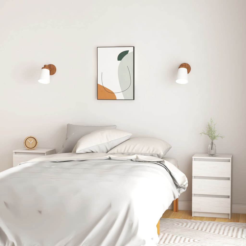 Yöpöydät 2 kpl valkoinen 40x29,5x64 täysi mänty - Sisustajankoti.fi