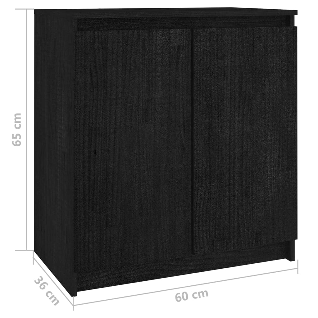 Sivukaappi musta 60x36x65 cm täysi mänty - Sisustajankoti.fi
