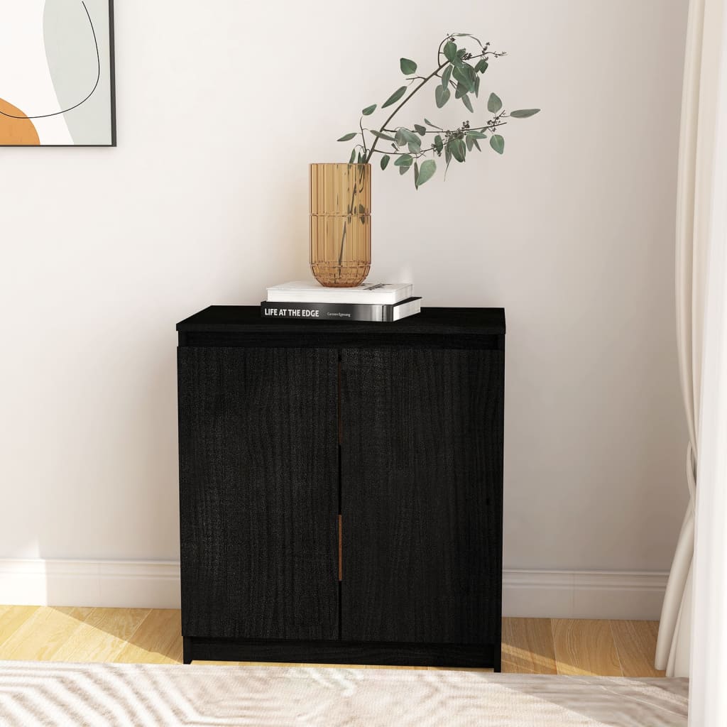 Sivukaappi musta 60x36x65 cm täysi mänty - Sisustajankoti.fi