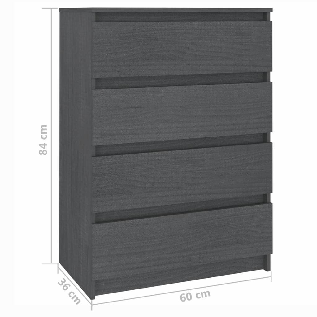 Sivukaappi harmaa 60x36x84 cm täysi mänty - Sisustajankoti.fi