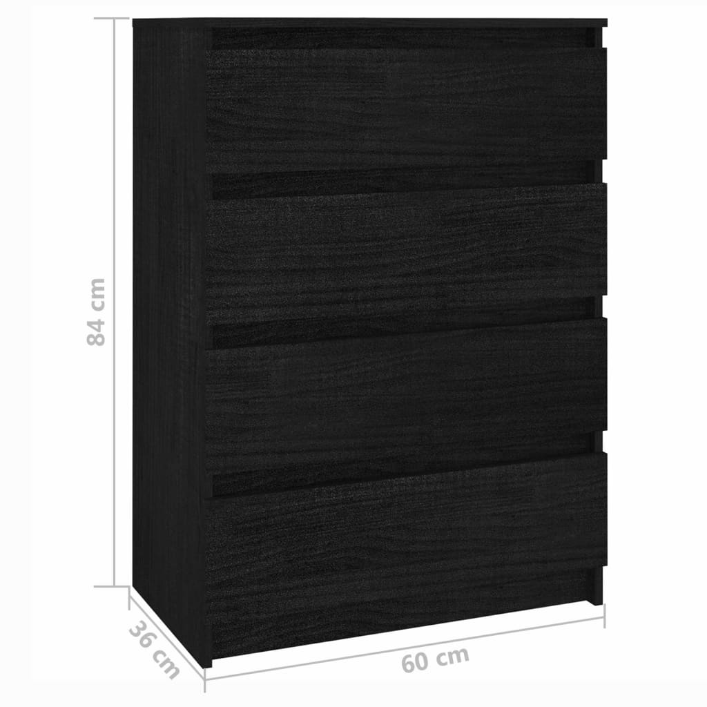 Sivukaappi musta 60x36x84 cm täysi mänty - Sisustajankoti.fi