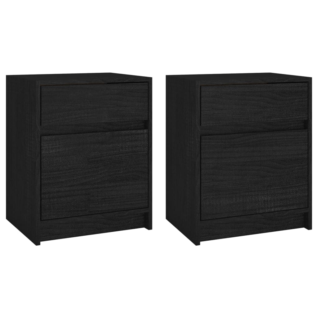Yöpöydät 2 kpl musta 40x31x50 cm täysi mänty - Sisustajankoti.fi