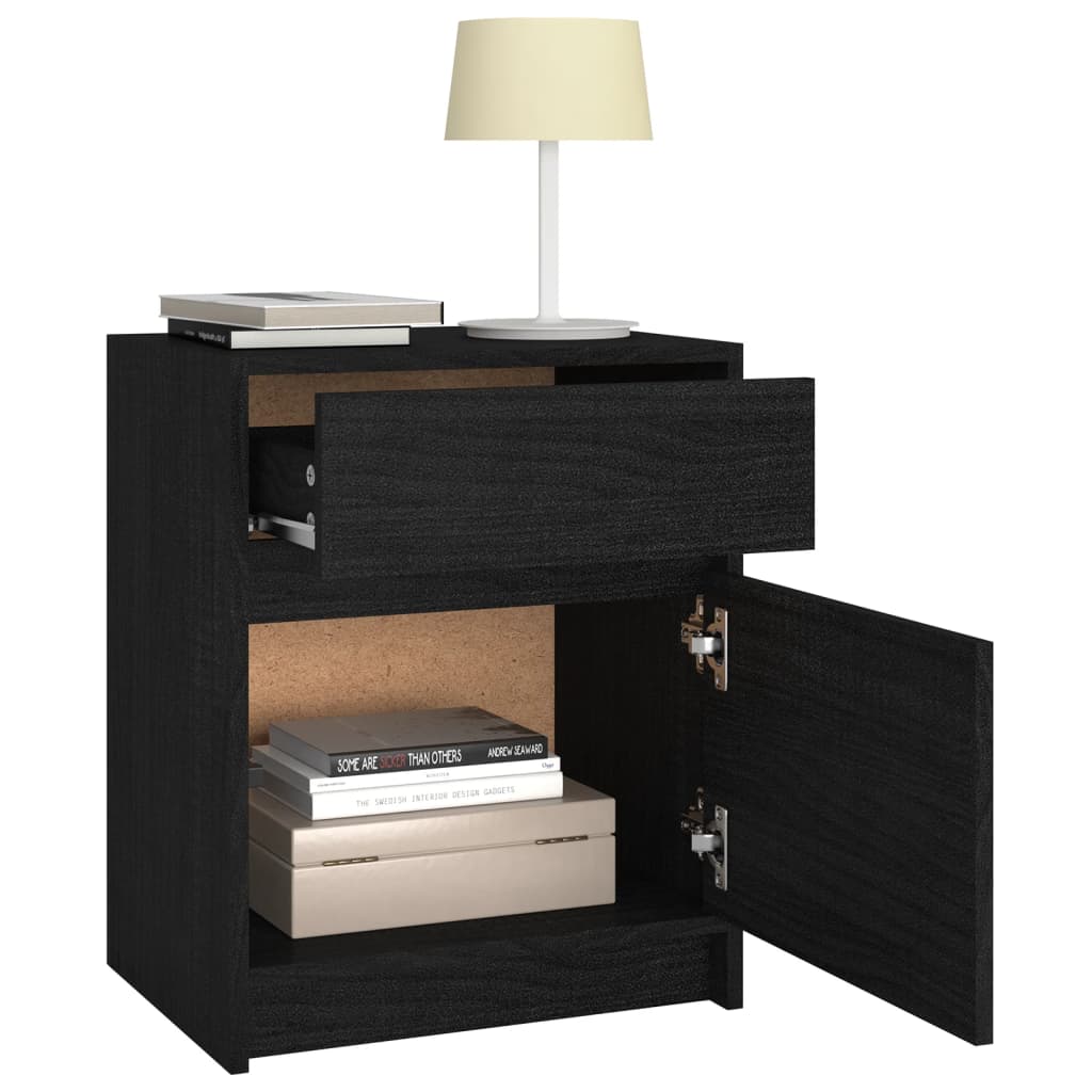 Yöpöydät 2 kpl musta 40x31x50 cm täysi mänty - Sisustajankoti.fi