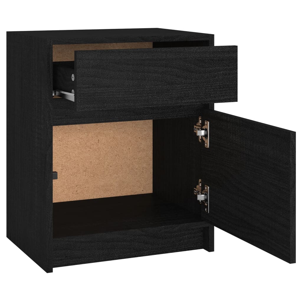 Yöpöydät 2 kpl musta 40x31x50 cm täysi mänty - Sisustajankoti.fi