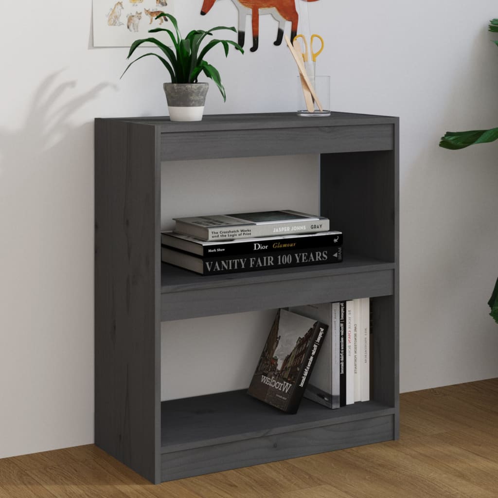 Kirjahylly/tilanjakaja harmaa 60x30x71,5 cm täysi mänty - Sisustajankoti.fi