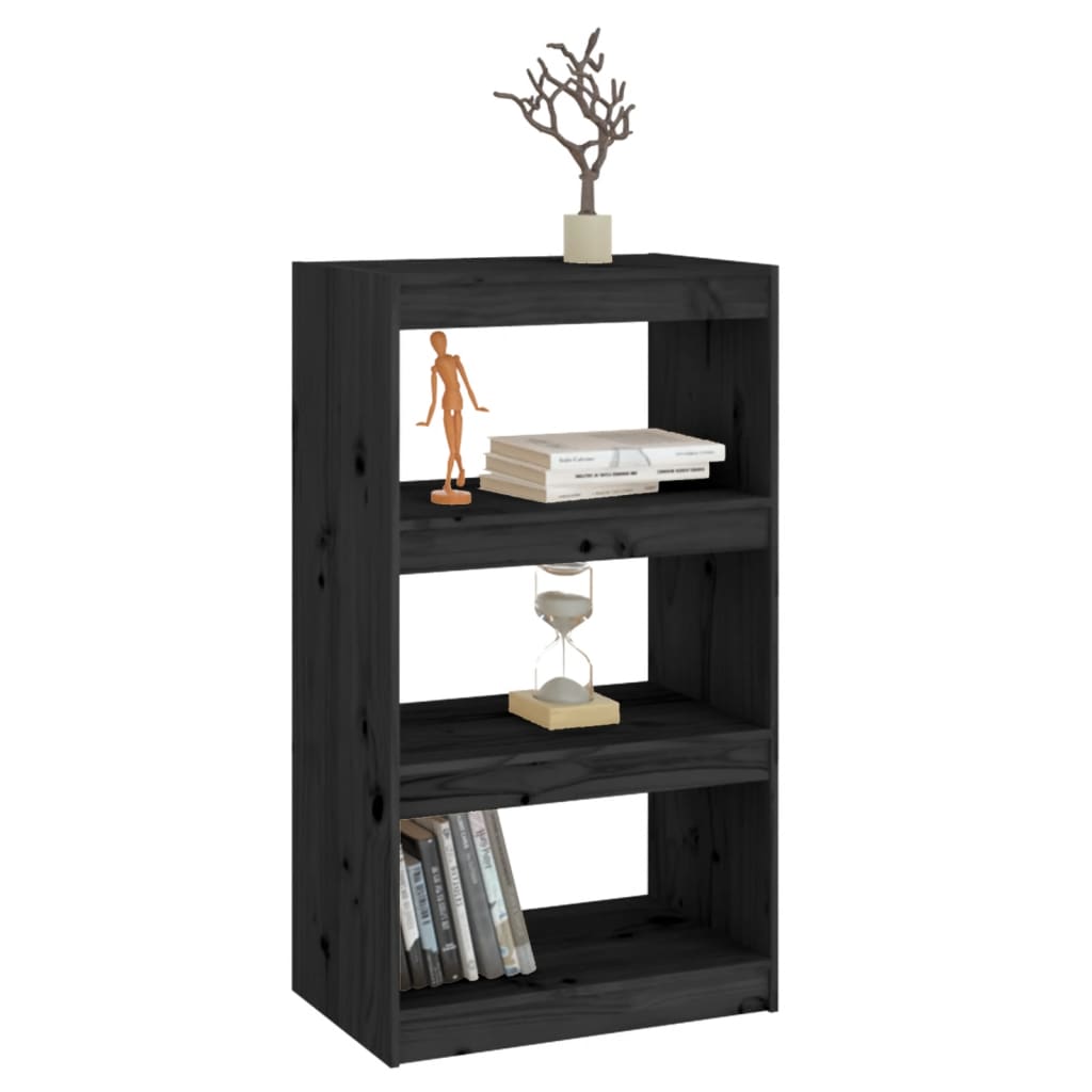 Kirjahylly/tilanjakaja musta 60x30x103,5 cm täysi mänty - Sisustajankoti.fi