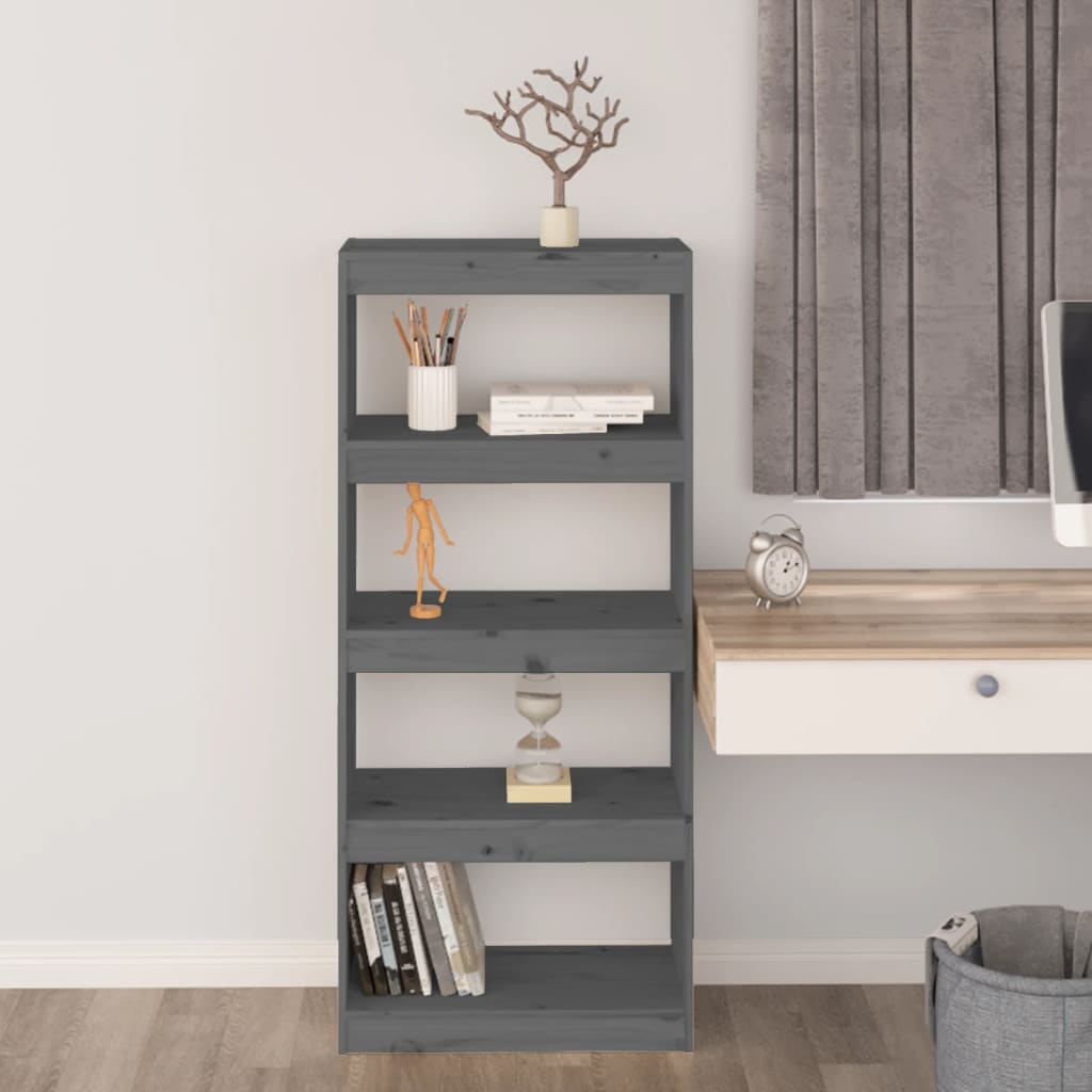 Kirjahylly/tilanjakaja harmaa 60x30x135,5 cm täysi mänty - Sisustajankoti.fi