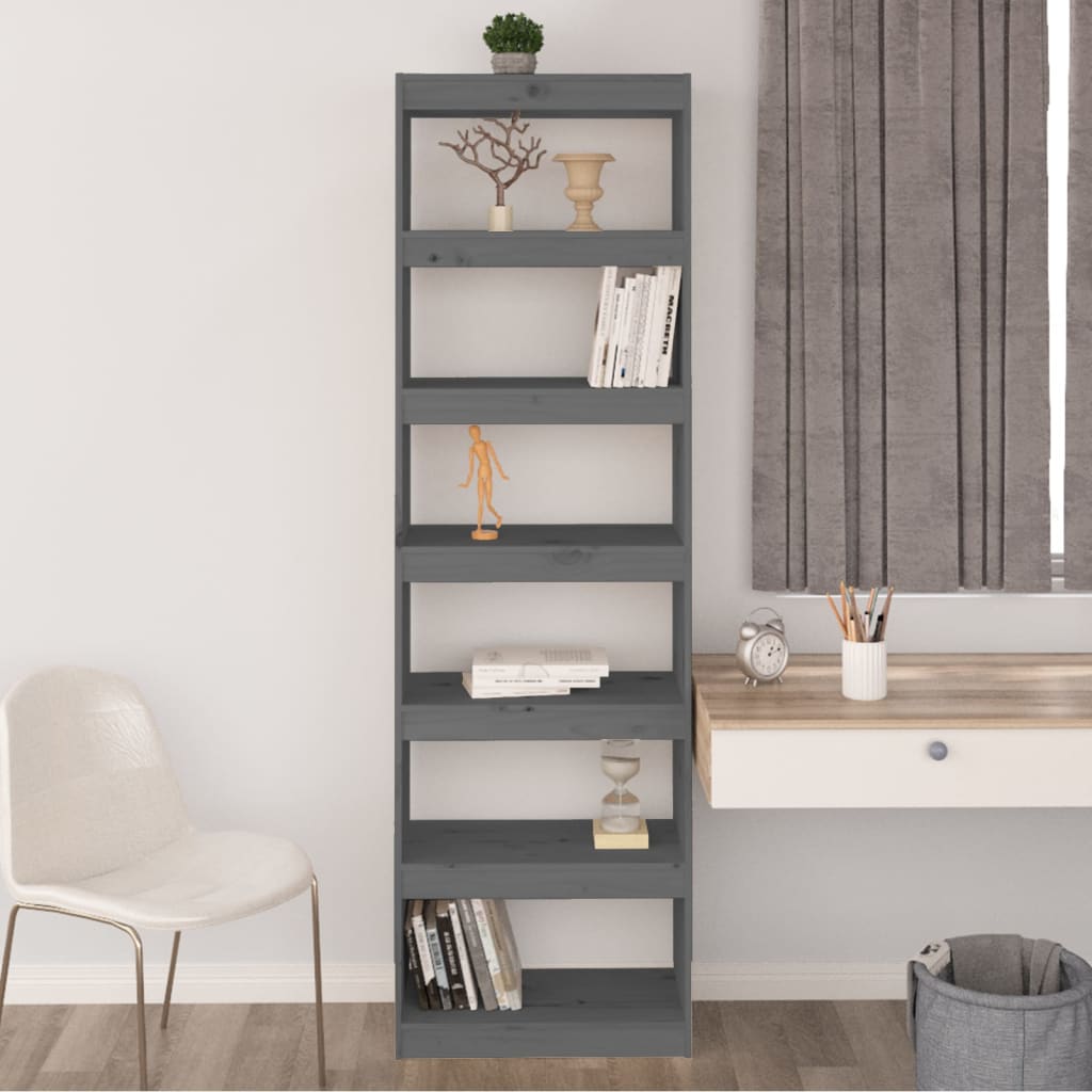 Kirjahylly/tilanjakaja harmaa 60x30x199,5 cm täysi mänty - Sisustajankoti.fi