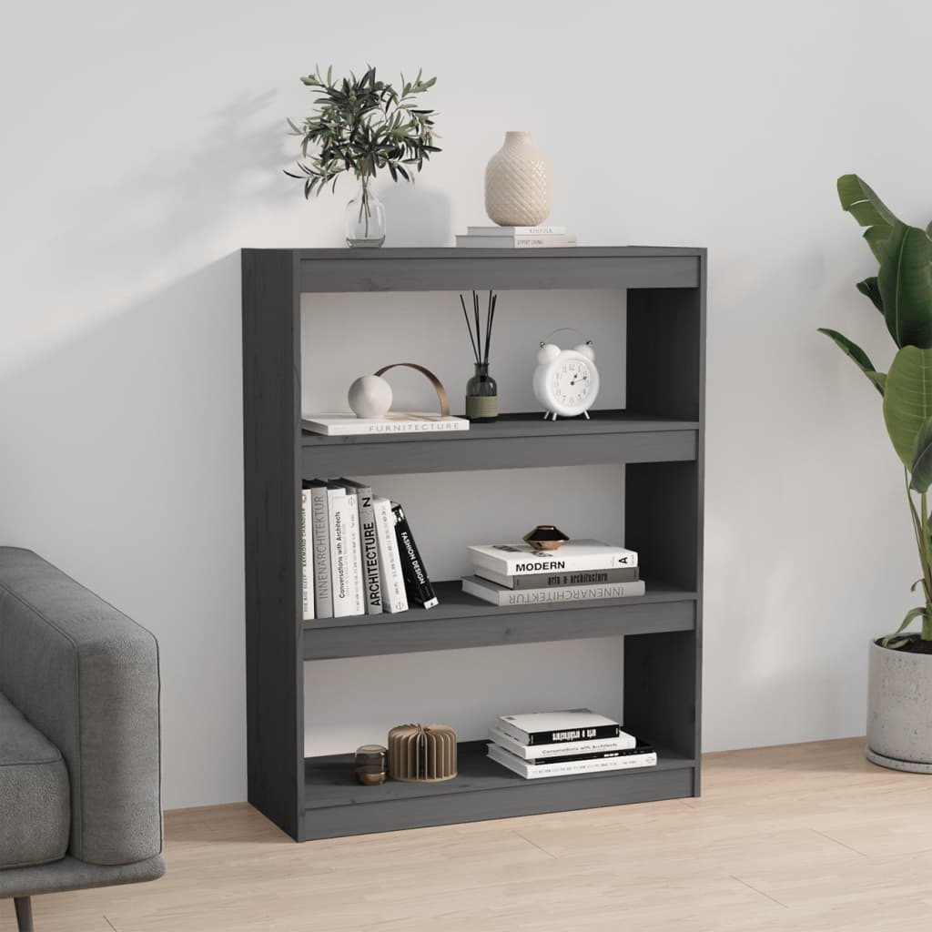 Kirjahylly/tilanjakaja harmaa 80x30x103,5 cm täysi mänty - Sisustajankoti.fi