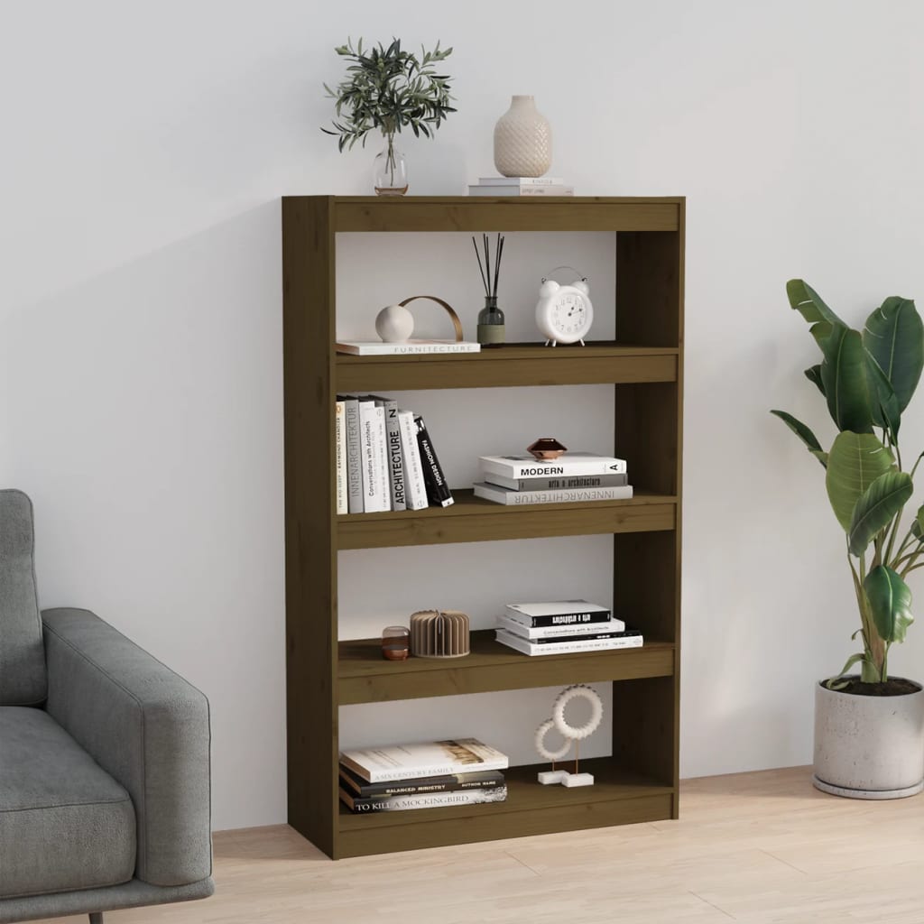 Kirjahylly/tilanjakaja hunajanruskea 80x30x135,5 cm täysi mänty - Sisustajankoti.fi
